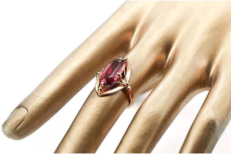 Originálny vinobranie 14K Produkt s ružovým zlatom Ruby Ring Vintage šperky VRC047R